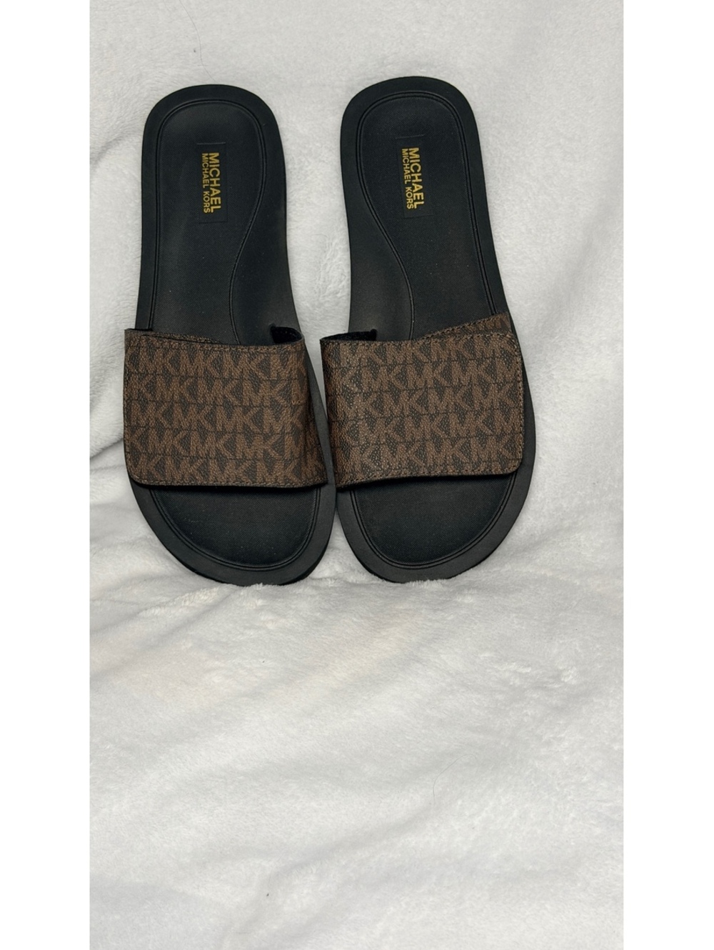 Michael Kors Women's Brown MK Logo Slide Sandals Size 10
